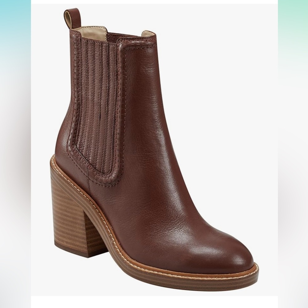 Marc Fisher LTD HALIDA Leather Bootie, Tan Size 5, New W/O Tags